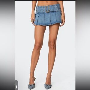 *NWT*💙 Edikted Denim Mini Skirt Jeans Skort Y2K Boho 90s Bratz low-rise M